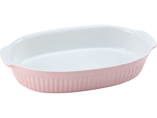 creaTable | Pastell Kitchen Rosé Auflaufform | oval, 33,5 cm, Steinzeug