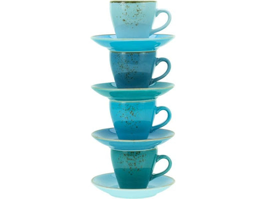 creaTable | Nature Collection Aqua Espresso | Tassen Set 8-tlg. Steinzeug