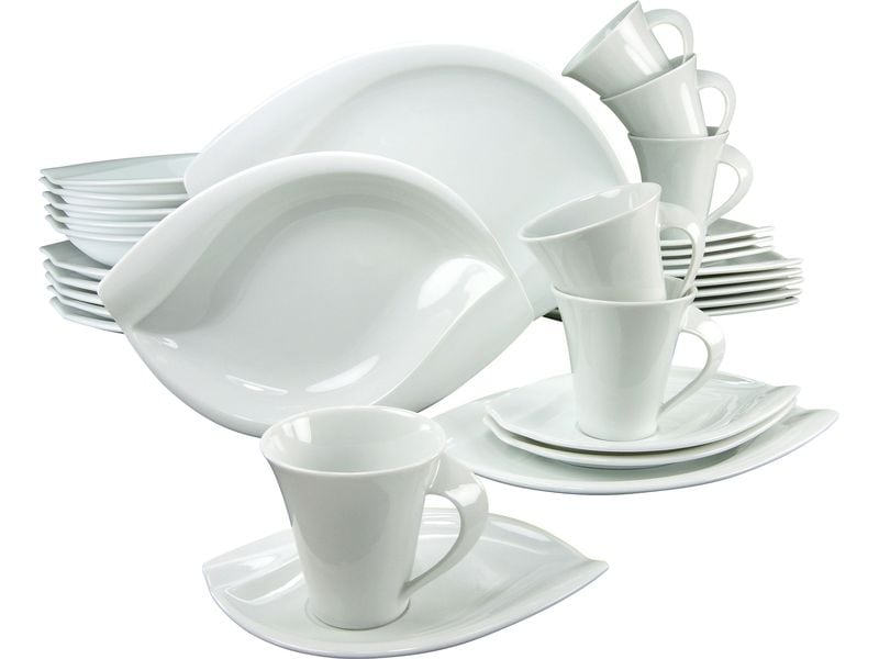 creaTable | Acacia Kombiservice Weiss | 30-tlg. Porzellan