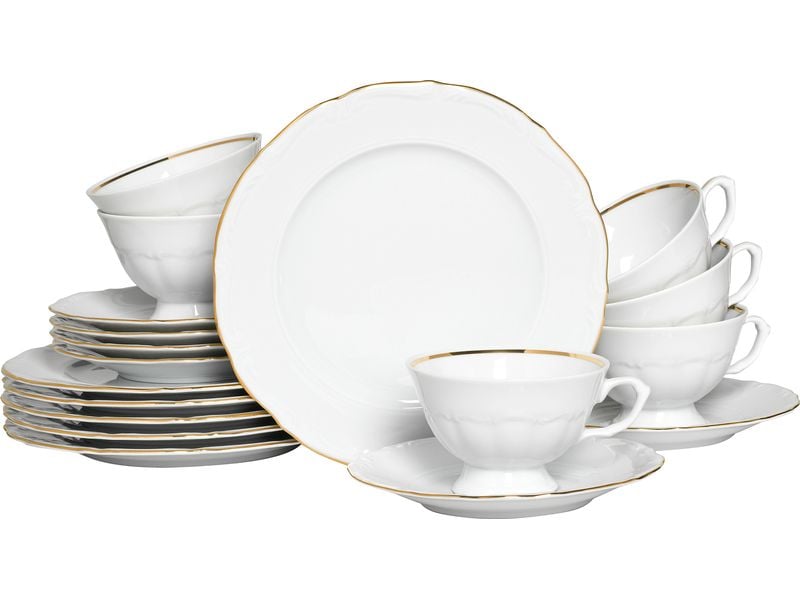 creaTable | Maria Theresia Gold Kaffeeset | 18-tlg. Porzellan