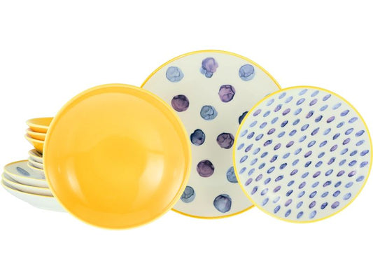 creaTable | Maisie Bunt Tellerservice | 12-tlg. Steinzeug