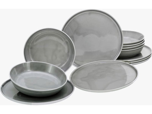 creaTable | Chef Collection Grau Tafelset | 12-tlg. Porzellan