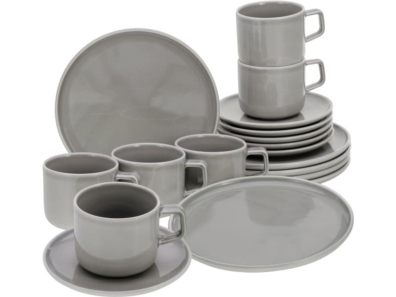 creaTable | Chef Collection Grau Kaffeeset | 18-tlg. Porzellan
