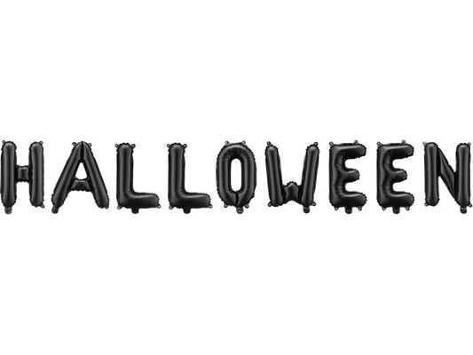 Partydeco | Folienballon Halloween | schwarz, 230 x 35 cm, inkl. Strohhalm