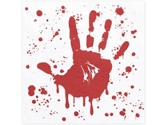 Partydeco | Servietten Blutige Hand | weiss/rot, 2-lagig, 16.5 x 16.5 cm