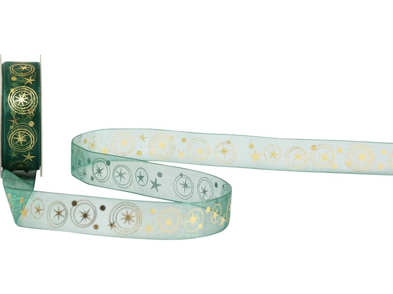 Spyk | Geschenkband Enif | dunkelgrün-gold, B: 15 mm, L: 4 m
