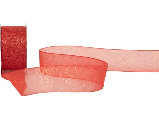 Spyk | Geschenkband Glam | rot-gold, B: 25 mm, L: 3 m