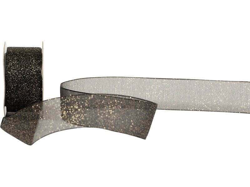 Spyk | Geschenkband Glam | schwarz-gold, B: 25 mm, L: 3 m