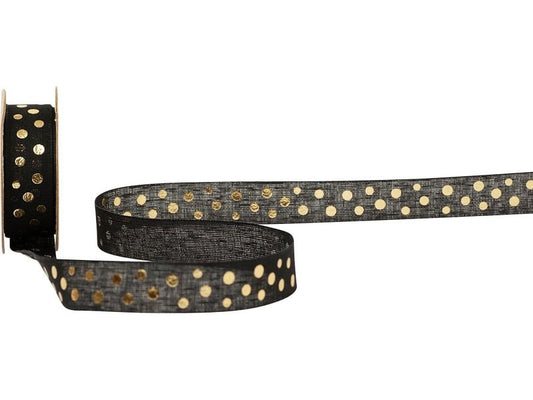 Spyk | Geschenkband Golda | schwarz-gold, B: 16 mm, L: 3 m