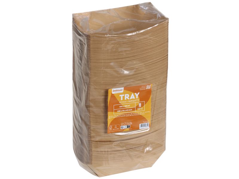 belesse | Schale Boot Kraft/PE 500ml | 250 Stk, braun, 128x75x42mm