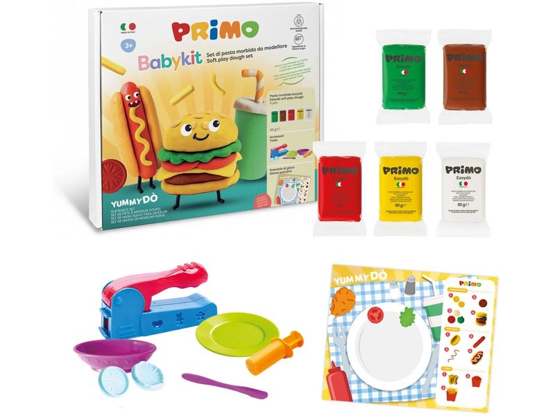 Primo | Babykit Yummydò Set | Knete, Formen, Pressen