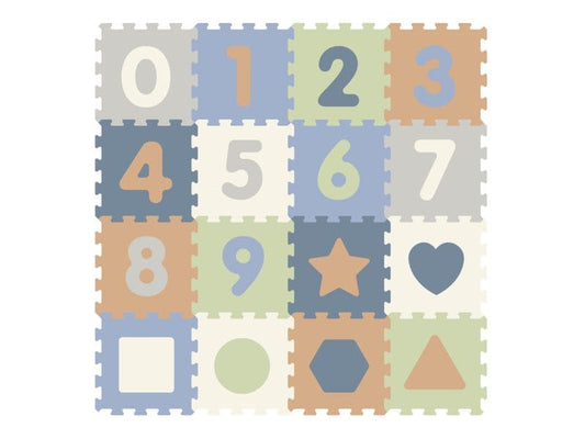 Tadu | KOOR Puzzlematte 120x120x1 cm Nummern | hell, 30x30cm EVA