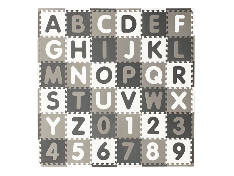 Tadu | KOOR Puzzlematte 180x180x1 cm Alphabet/Nr | grau, 30x30cm EVA