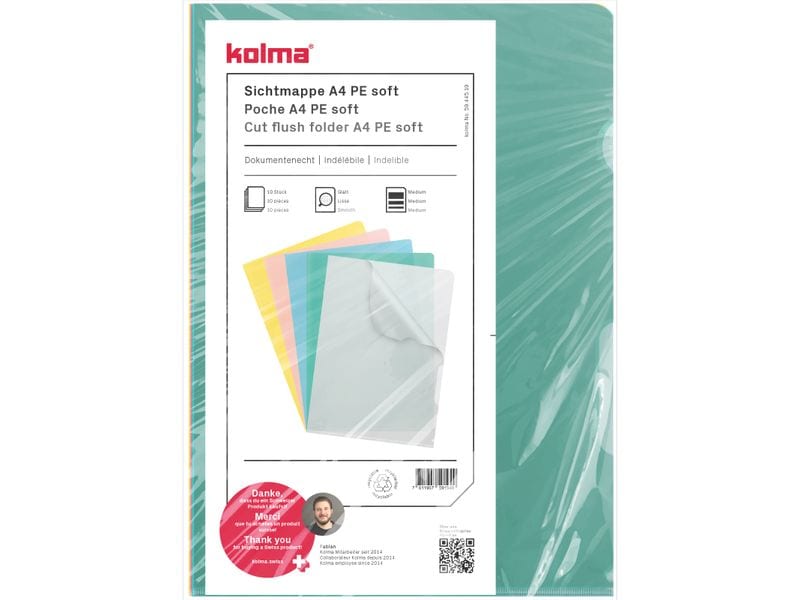 Kolma | Sichtmappe A4 PE soft 10 Stück | assortiert