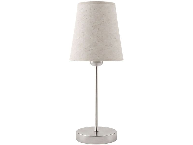 COCON | Nachttischlampe, rund, nickel/linen | 3-fach dimmbar, ohne E27, max 20W