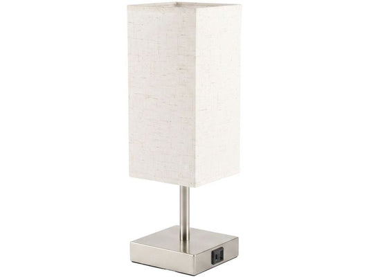 COCON | Nachttischlampe, USB, nickel/linen | 3-fach dimmbar, USB-A/C, ohne E27, max 20W