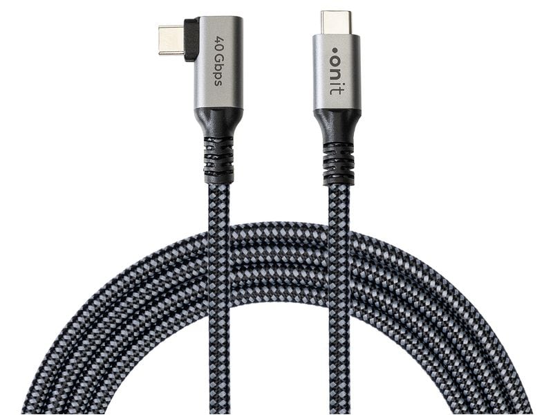 onit | Pro Winkel USB4-Kabel C-C schw/gr 1.5m | USB 4.0 / 240W / 40Gbps / 8K@60Hz