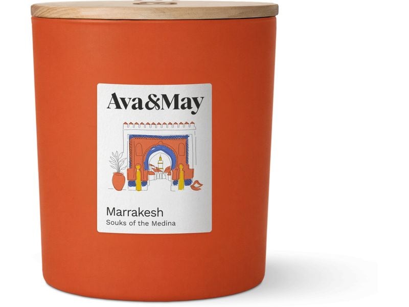AVA & MAY | Duftkerze Marrakesh, 550 gr | Brenndauer 70h, 100% pflanzlicher Wachs
