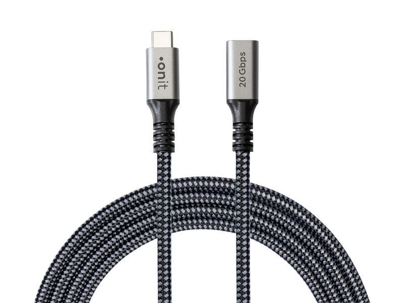 onit | USB-Extension-Kabel 0.5m | USB3.2 / 240W / 20G /4K@60Hz / schwarz grau