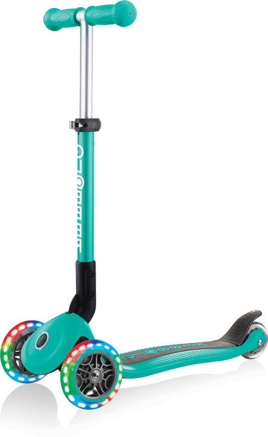 Globber Mini Scooter | Junior Foldable Lights | Emerald Green