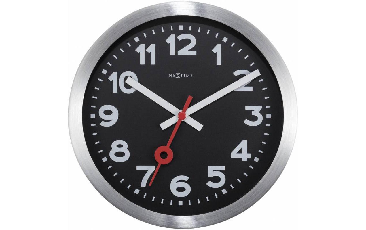 NexTime Wanduhr Station Schwarz 35cm