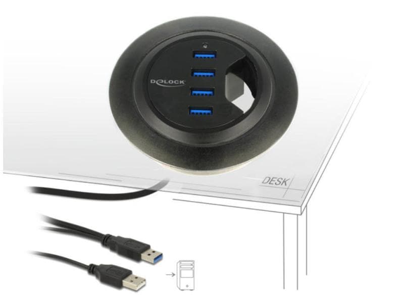 Delock | Tisch-Hub 4 Port USB 3.0 | 4x USB 3.0 Typ-A Busche