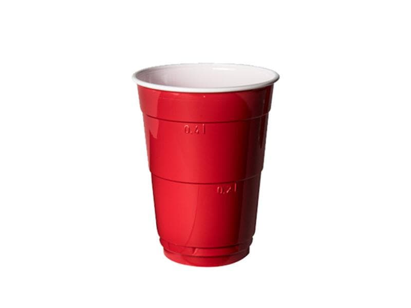 Papstar | Bierbecher 0.4 Liter rot/weiss | Inhalt 10 Stück Ø 9.5 cm, 12 cm