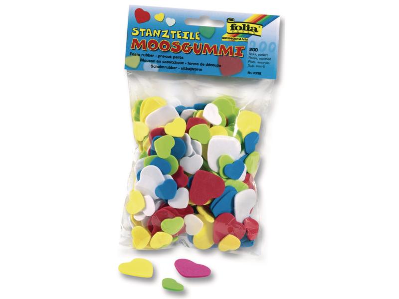 Folia | Moosgummi-Stanzteile Herzen | 200 Stück