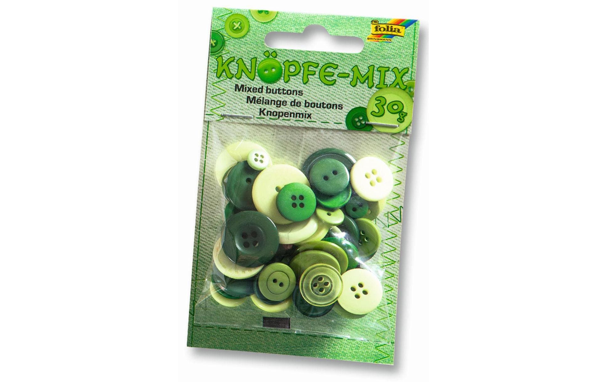 Folia Knöpfe-Mix Ton in Ton grün