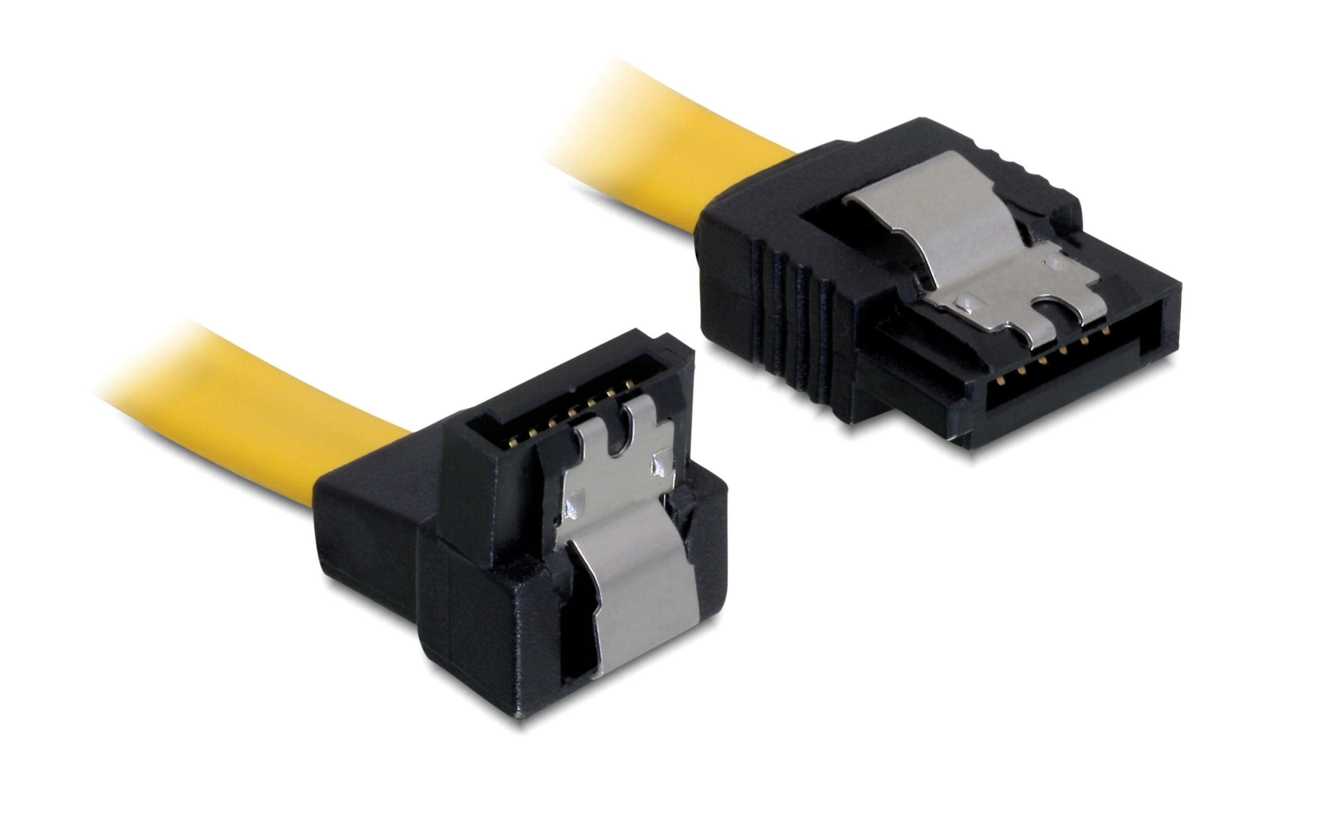 Delock, SATA3-Kabel gelb, unten gewinkelt,