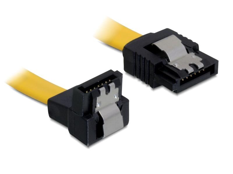 Delock | SATA3-Kabel gelb, unten gewinkelt | 6 Gbps, gerade - unten gewinkelt