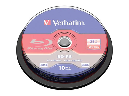 Verbatim | BD-RE 2x SL. rewrite, 25GB | Blu Ray, 10er Spindel