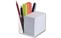 Folia | Zettelbox mit Stiftehalter | Transparent, Papier: weiss