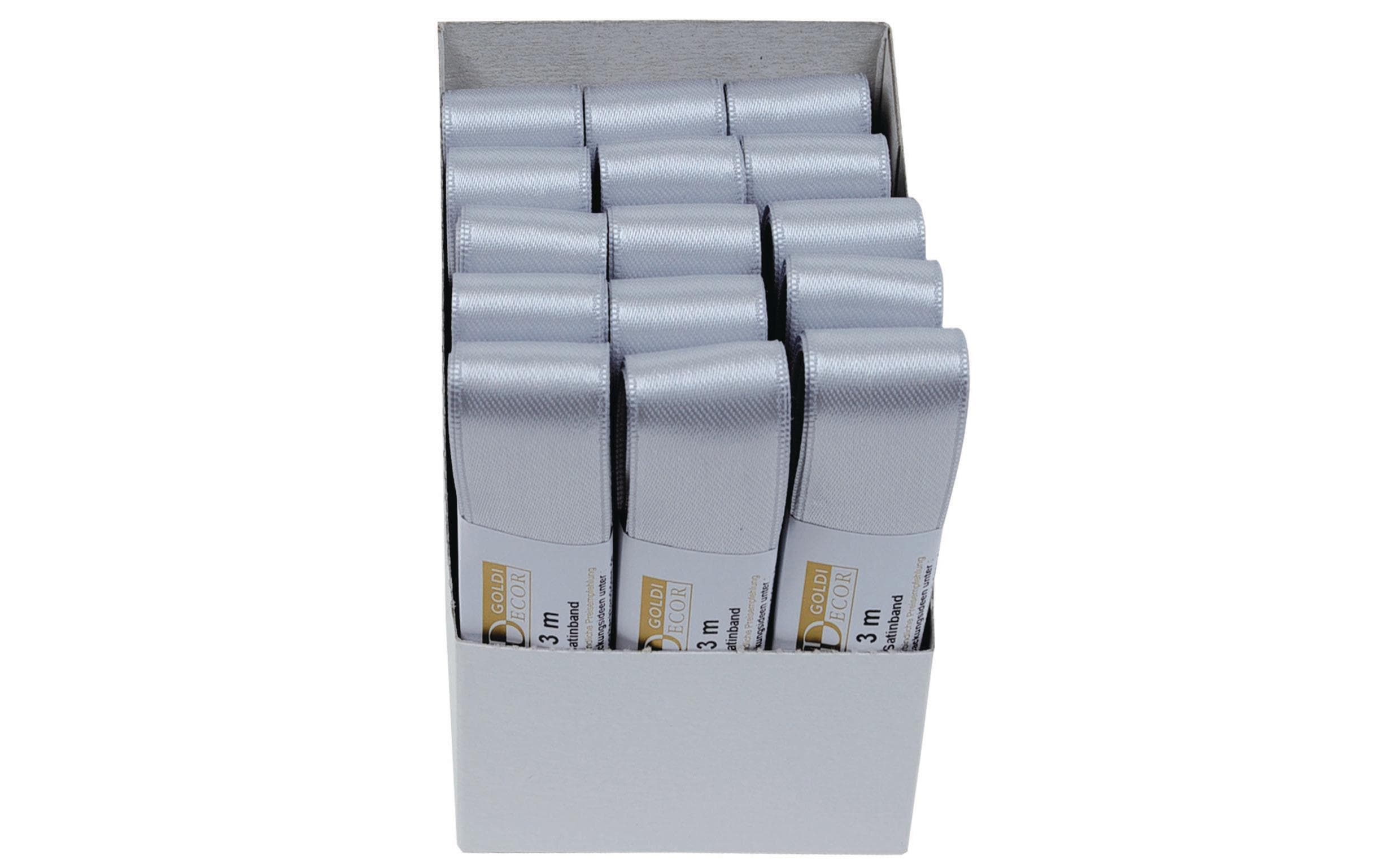 GOLDINA, Satinband 25 mm x 3 m, Silber, 1 S
