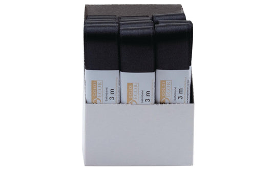 GOLDINA, Satinband 25 mm x 3 m, Schwarz, 1