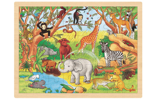 Goki | Einlegepuzzle Afrika | 40 x 30 x 0,8 cm, Sperrholz, 48 Teile