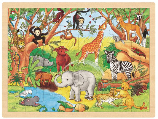 Goki | Einlegepuzzle Afrika | 40 x 30 x 0,8 cm, Sperrholz, 48 Teile
