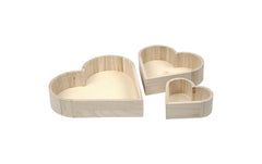 Creativ Company | Holz Schalen in Herzform | 3 Stück, 13 - 25 cm, Kaiserbaum