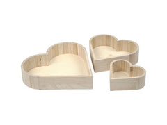 Creativ Company | Holz Schalen in Herzform | 3 Stück, 13 - 25 cm, Kaiserbaum