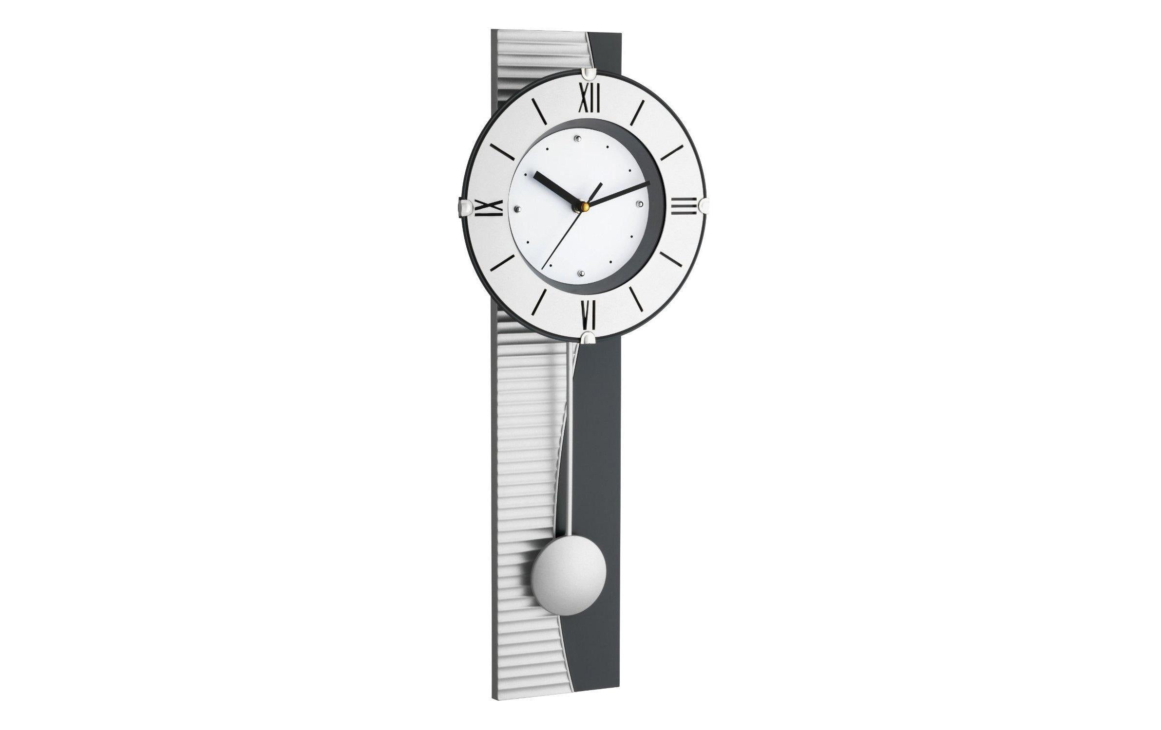 TFA Pendel Wanduhr XXL, Metalloptik