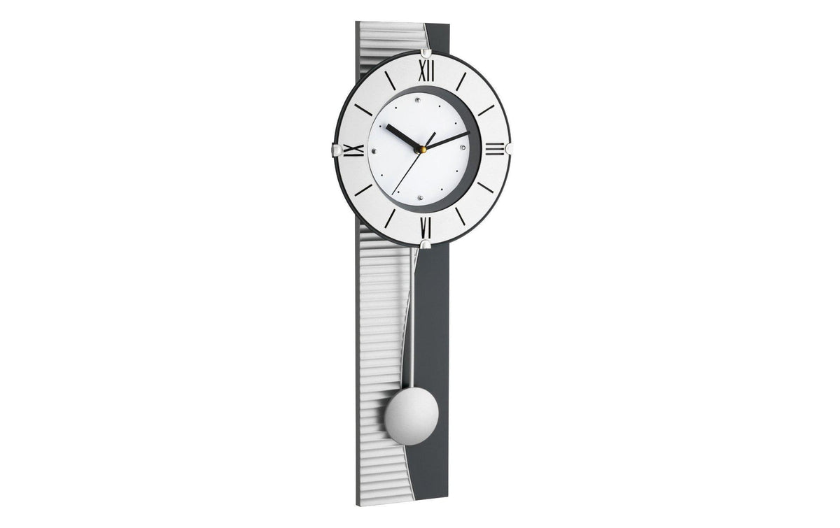 TFA Pendel Wanduhr XXL, Metalloptik