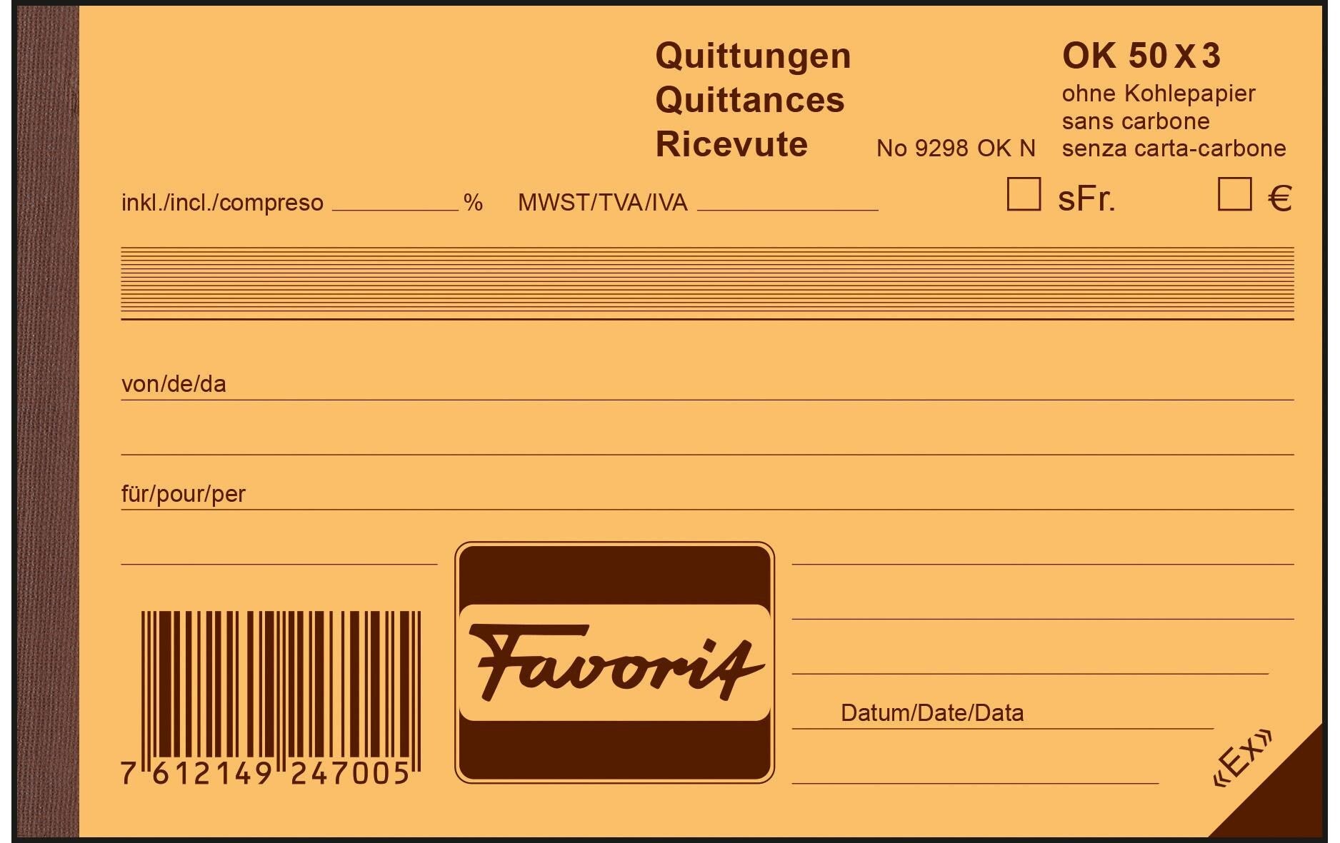Favorit Quittungen 50x3 Blatt