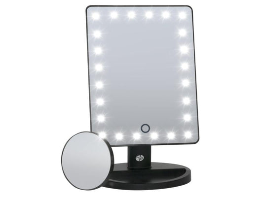 Rio | 24 LED Touch dimmbarer Kosmetikspiegel | 10x Vergrösserung, schwarz