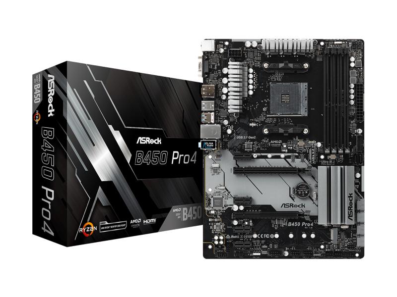 ASRock | B450 PRO4 R2.0, ATX, AM4 | AMD B450, 4x DDR4, PCI-E 3.0