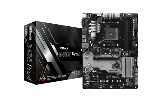 ASRock | B450 PRO4 R2.0, ATX, AM4 | AMD B450, 4x DDR4, PCI-E 3.0