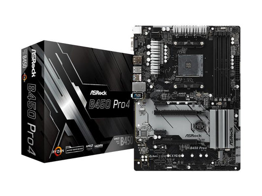 ASRock | B450 PRO4 R2.0, ATX, AM4 | AMD B450, 4x DDR4, PCI-E 3.0