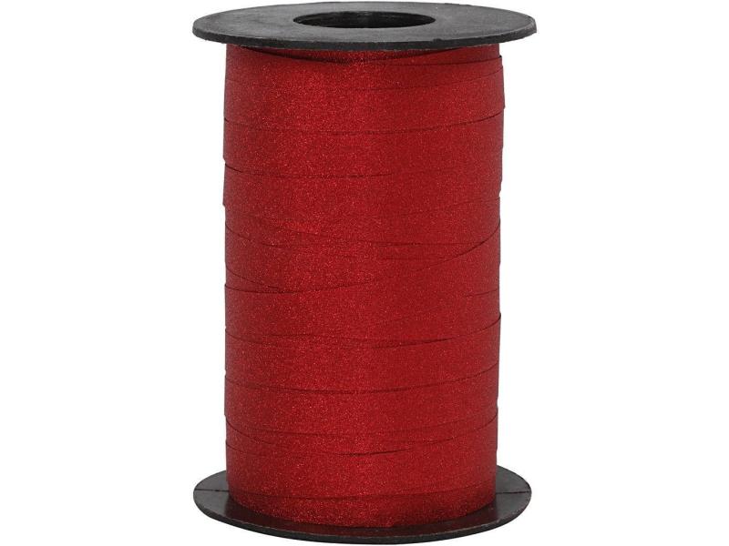 Creativ Company | Geschenkband rot Glitzer | Kräuselband, B 10 mm, L 100 m