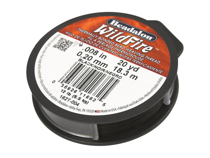 Creativ Company | Perlengarn 0.20 mm | schwarz, Stärke: 0.20 mm, 18,3 m