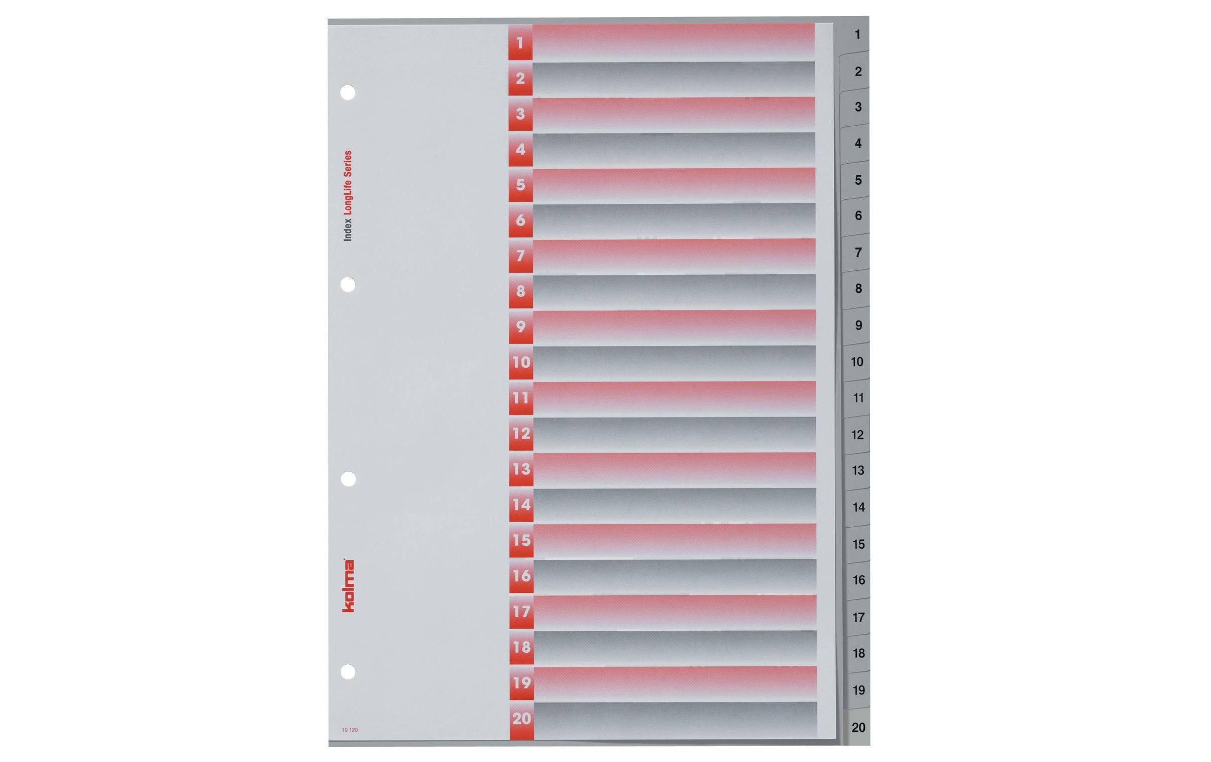 Kolma Register A4 LongLife 1-20 20-teilig