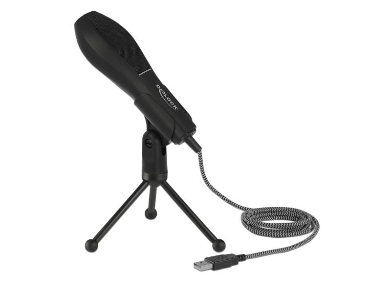 Delock | USB Microphon mit Tischständer | 1.35m USB-Kabel, schwarz